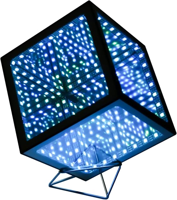 4D Infinity Mirror Cube Lamp with Adjustable Brightness | Ambient Light, Desk Decor, Bedroom Decor, Office Decor, Infinity Cube Design