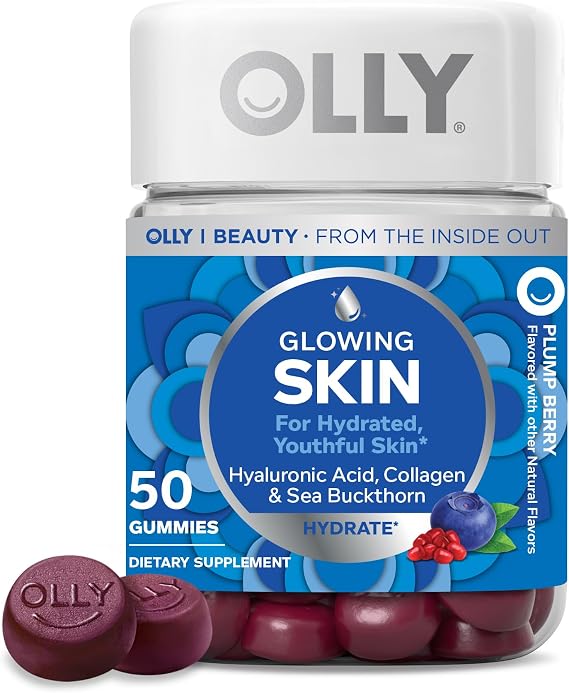 OLLY Glowing Skin, Hydrated & Youthful Skin*, Hyaluronic Acid - 50 Count