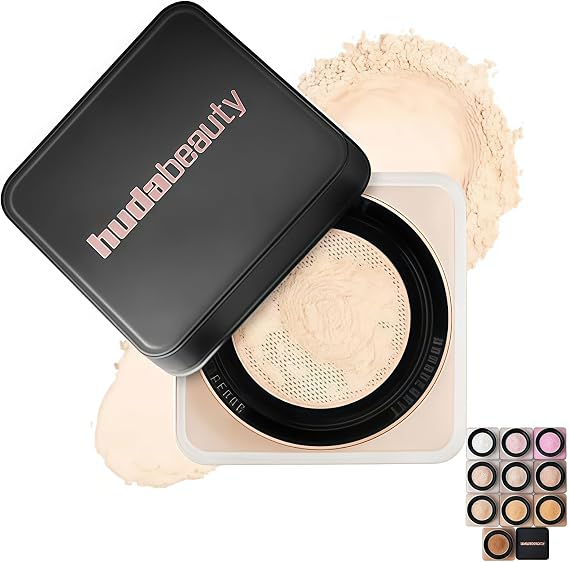 Huda Beauty Easy Bake Loose Baking &amp; Setting Powder — Oil Control Loose Powder Light Diffusing Setting Powder For Smooth Shine Free Daily Wear (Pound Cake)