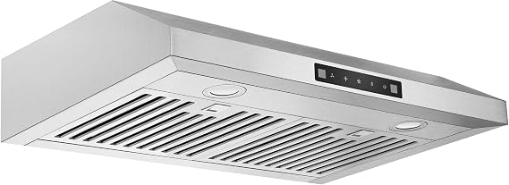 Range Hood 30inch Under Cabinet, 600CFM Kitchen Vent Hood with Gesture/Touch Control and Permanent Stainless Steel Filters, Ducted Vent, Top and Rear Vents