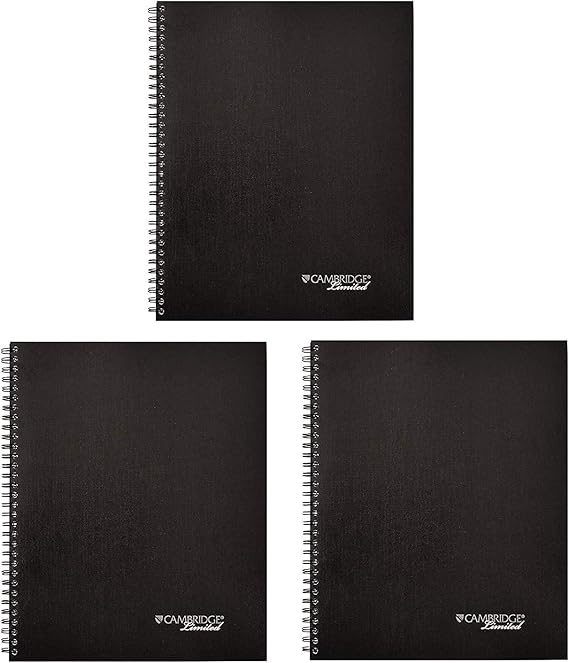 Wirebound Guided Business Notebook, Meeting Note Format, Dark Gray Linen Cover, (80) 11 x 8.25 Sheets, Sold as 3 Pack