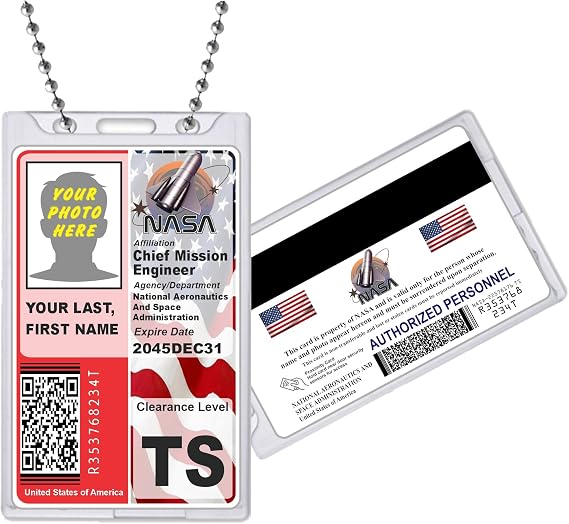 Astronaut Novelty ID Badge Prop [Customizable] Spaceman Rocket UFO Identification