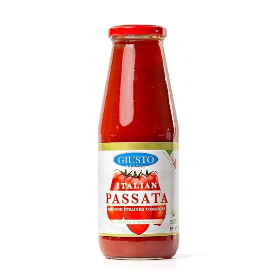 Giusto Sapore Italian Passata Ground Strained Tomatoes - Premium All Natural Gourmet Non GMO Brand - Imported from Italy and Family Owned
