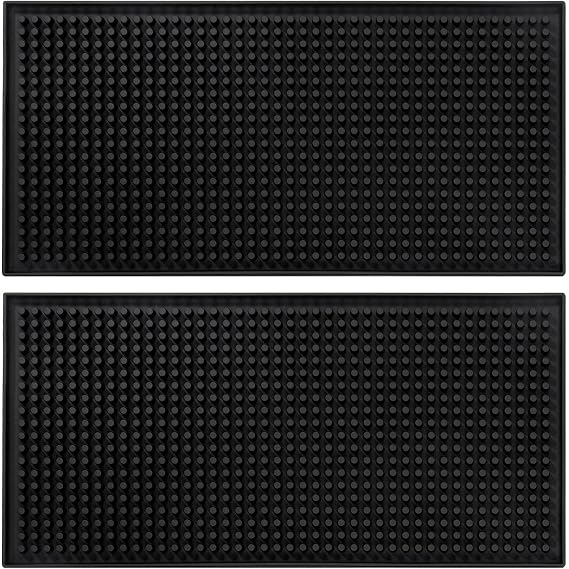 12"x6" PVC Bar Service Mat, Non-Slip Petite Cocktail and Coffee Service Mat for Countertop, Home Bar, Kitchen, Restaurant (Pack of 2)
