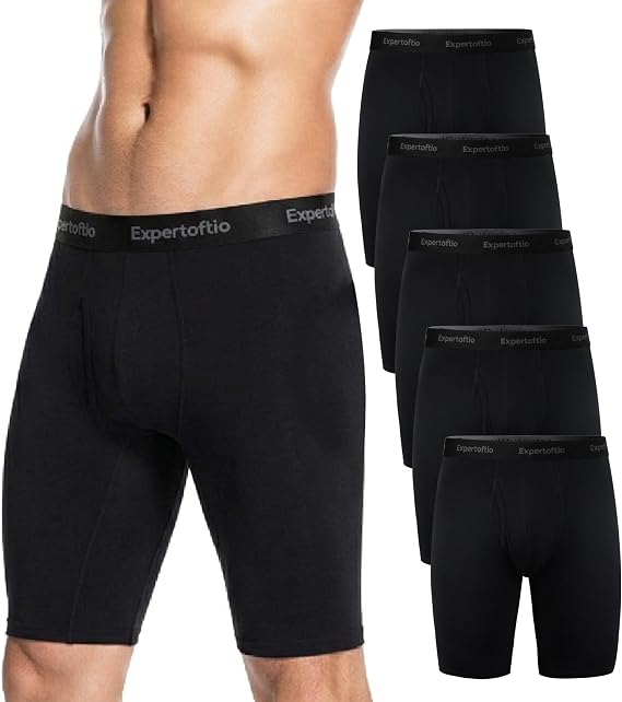 Viscose from Bamboo Long Leg Boxer Briefs for Men, 9 Inch Performance Men's Underwear, Sports, Fly