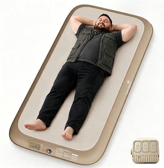 Luxchoice Air Mattress Twin with Pump Self Inflating Air Mattress 79x39x8in | Inflatable Mattress Firm Support 1100lb Twin Air Mattress Drop Stitch Blow up Mattress 2 mins Guest Outdoor Car Tent Camping