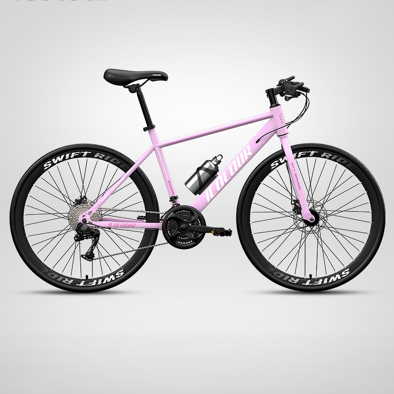 Bicycle, Aero Road Bike, 24-Speed Cross-Bike, Mechanical Disc Brake, 700*38C, Internal Wiring, City Cycle, For Commuting to Work or School, Beginners, Men, Women, Adults, High School Students
