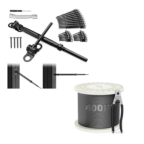 BLIKA 20 Pack T316 Stainless Steel Adjustable Angle 1/8" Black Cable Railing Kit and 400FT 1/8" Black Deck Railing Cable with Cable Cutter