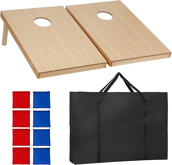 Portable Cornhole Set, Regulation Size Cornhole Board, with 8 Bean Bags and Carrying Case, Cornhole Outdoor Game Toss Board for Adult Outdoor Activities