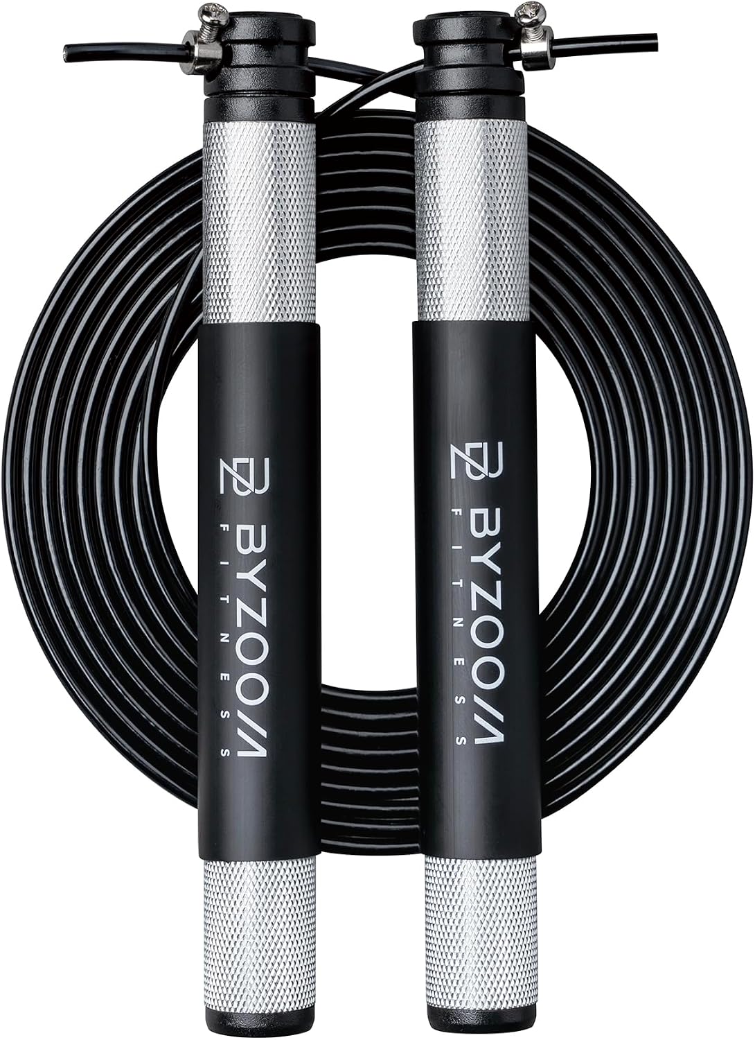 BYZOOM FITNESS Speed Jump Rope, Adjustable Tangle Free Jump Rope with Anti Slip Handles, Fast Bearing Rotation for Cardio and Strength, Home Gym Workout for Men and Women, Black