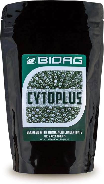 BIOAG CytoPlus Organic Humic Acid Plus Seaweed Extract, Essential Micronutrients, Dry Soil Amendment for All Plants, S B Co Cu Fe Mn Mo Zn (1 kg)