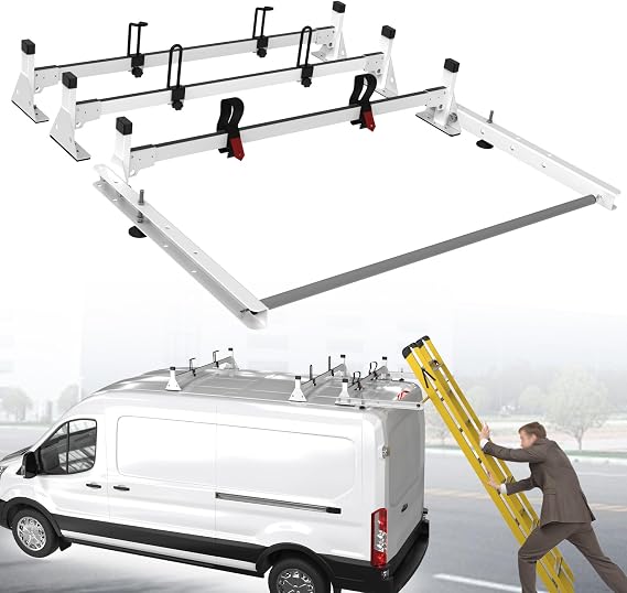 StarONE Van Ladder Rack Fit for 20152026 Ford Transit 150/250/350 | 800Lbs Capacity; Factory-Hole Mount;Easy Roller Loading