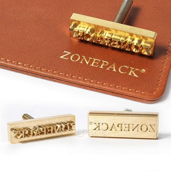 ZONEPACK Custom Logo Hot Foil Stamping Brass Mold Branding Iron Wood Burning Stamp Heating for Leather Wood Paper (Small Than 2''x2'' with 0.19'' Hole on Back)