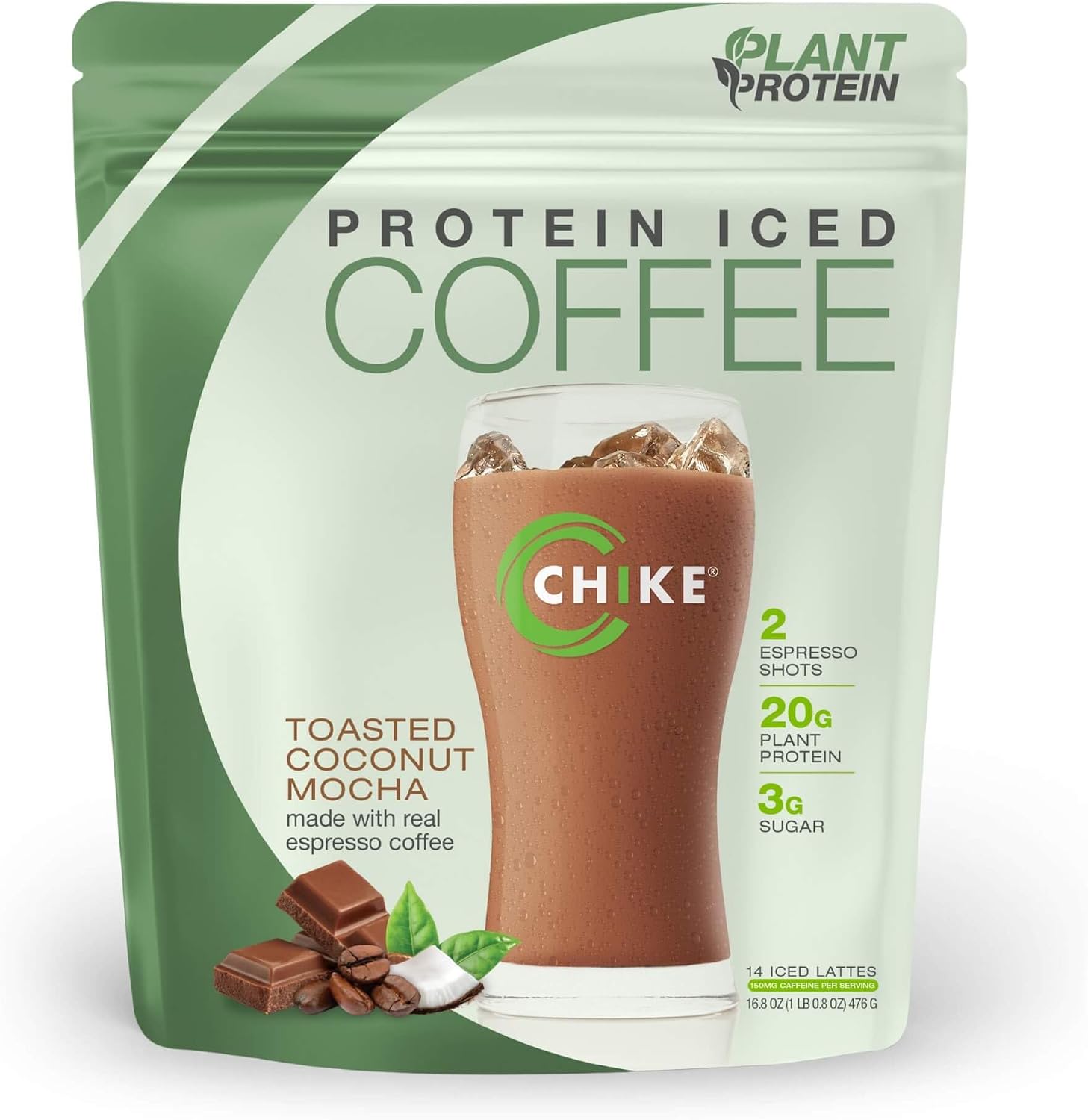 CHIKE Toasted Coconut Mocha Protein Iced Coffee Plant Protein, 16.8 OZ