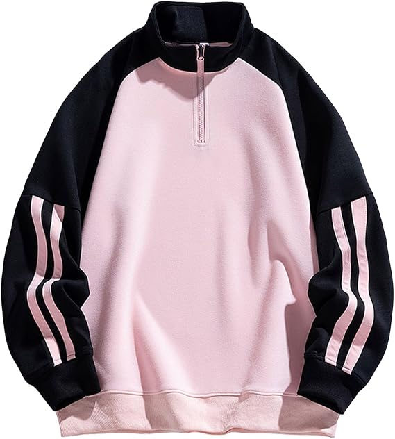 Men's Half-Zip Sweatshirt, Autumn Clothes, American Casual, Long-Sleeve, High-Neck, Pullover, Simple, Stylish, Casual, Soft, Comfortable, Long-Sleeve T-Shirt, Roomwear