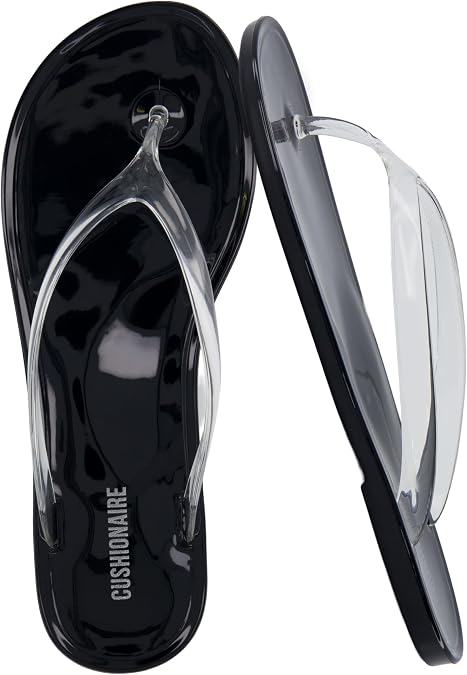 CUSHIONAIRE Splash Jelly Flip Flops for Women With Flexible Sole, Glossy Jelly Finish Summer Sandals for Women