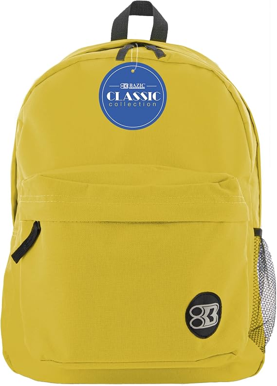 BAZIC PRODUCTS 17 Inch Mustard Classic Backpack, School Book Bag for Students Teens Adults, Travel Work, Case of 12