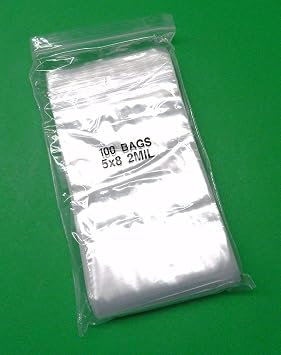 100 Clear Reclosable Zipper Bag (5'' x 8'') - 2 Mil Thick, by Amamax