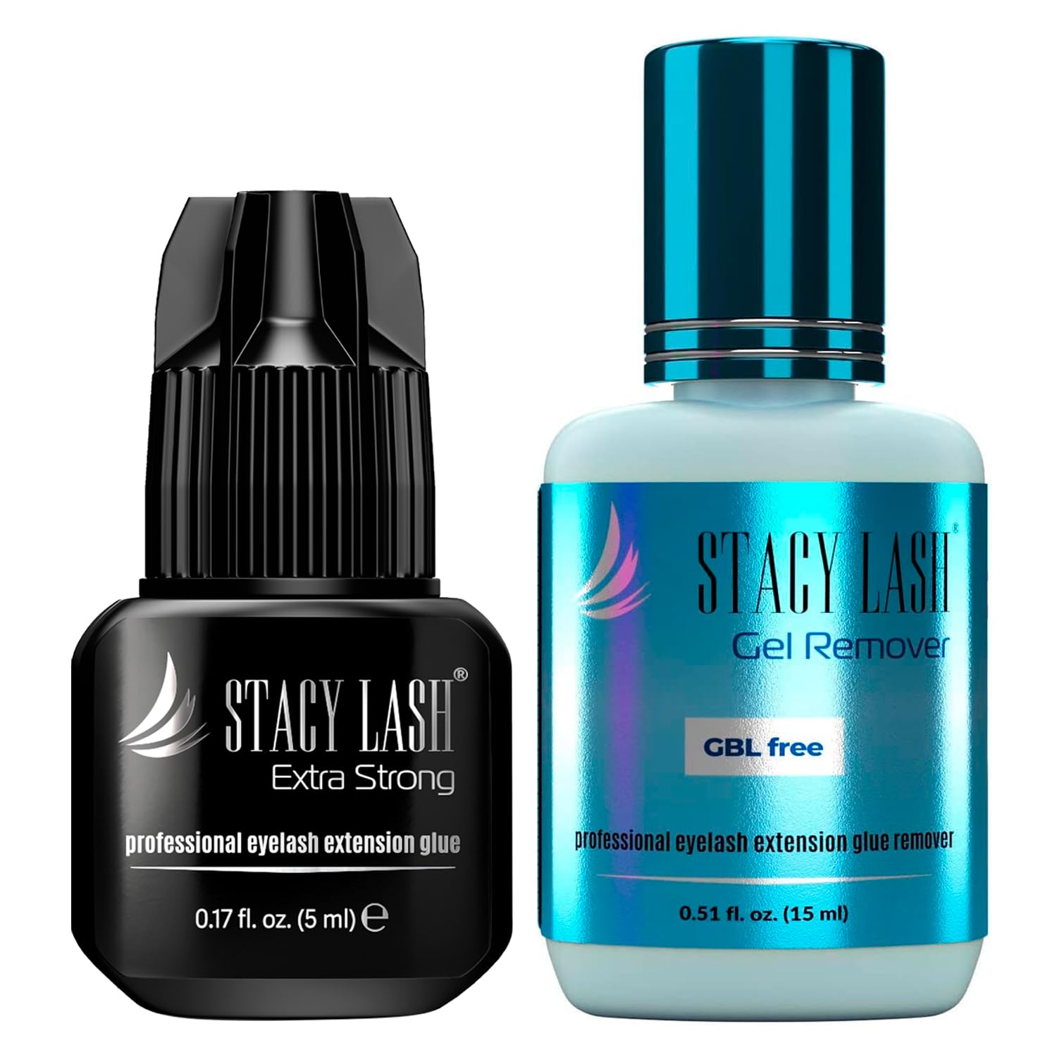 Eyelash Extension Glue  Gel Remover - Stacy Lash 5 ml  0.5-1 Sec Drying timeRetention – 7 WeeksMaximum Bonding PowerProfessional Use Only Black AdhesiveGel Remover 15 mlGBL FreeFast Lash Adhe