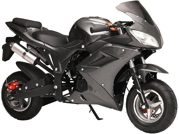 49cc 4-Stroke Pocket Rocket Motorcycle,Max Speed 25MPH Mini Motorcycle, Gas Pocket Motorbike with 440LBS Loading Capacity,Front Rear Disc Brakes, Dual Headlights (Black)