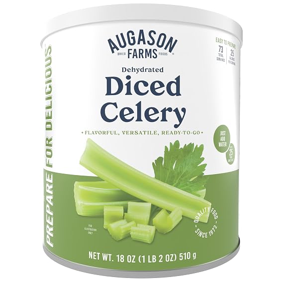 Augason Farms Dehydrated Diced Celery Can | Emergency Food Supply, 73 Servings, 25 Year Shelf Life, Great for Cooking and Snacks, Dehydrated Meals