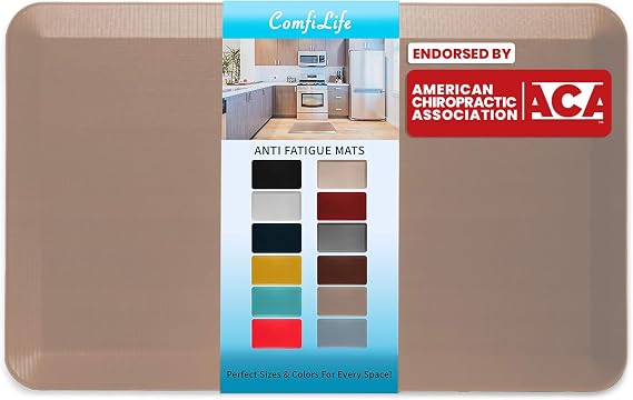 ComfiLife Anti Fatigue Floor Mat 3/4 Inch Thick Kitchen Mats for Floor, Standing Desk Mat, Kitchen Rug Comfort at Home, Office Durable Stain Resistant Non-Slip Bottom (20" x 32", Beige)