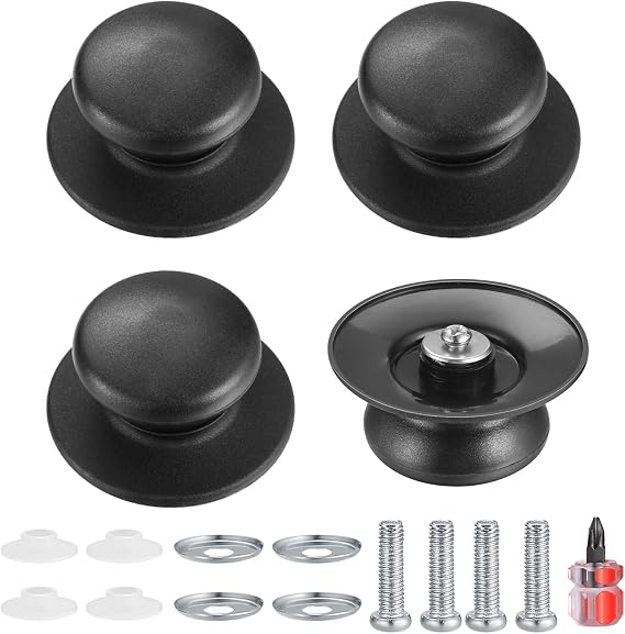 Xiaomoyu 4 Pcs Pot Lid Knob, Universal Replacement Pan Lid Cooker Knobs | Kitchen Cookware Knob Handle, Bakelite Circular Handgrip,Saucepan Lid Knobs