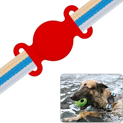 Waterproof Case for Airtag Silicone Mount GPS Tracking Protective Case for Dog & Cat Collar Holder, Fits All Width Collars Red