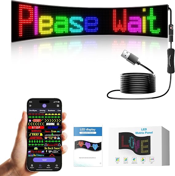 LED Sign for car,APP Control DIY Text,Store Window led Flexible Ads Screen