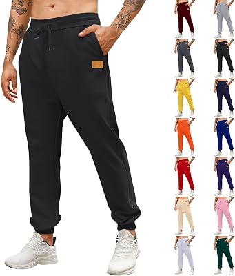 Sweatpants for Men Drawstring Waisted Joggers Casual Loose Fit Cuffed Leg Pants Fashion Streetwear with Pockets