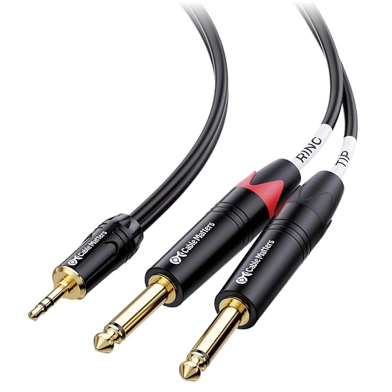 Cable Matters 3.5mm TRS to Dual 6.35mm TS Breakout Cable, 3ft | 1/8 To 1/4 Stereo Cable, 3.5mm to 1/4 Y Splitter Cord