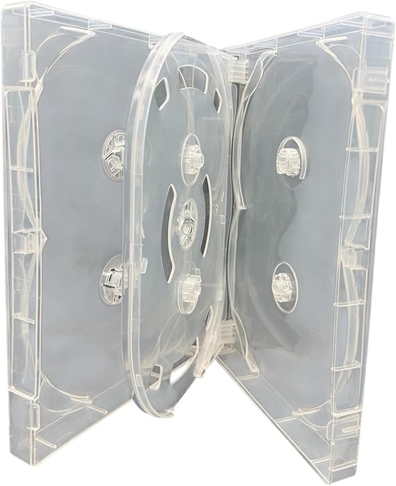 22 x Clear 7 Disc DVD Cases – 32mm Spine Multi Disc Storage Cases with Outer Sleeve for Artwork Inlay – Holds 7 CD, DVD or Blu-ray Discs