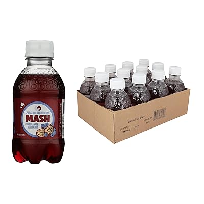 Boylan Bottling MASH Great Tasting Pomegranate Blueberry Lightly Carbonated Fruit Drink - Low Calorie & No Sugar - Made With All Natural Pure Cane Sugar- 16 Fl Oz, 12 Count