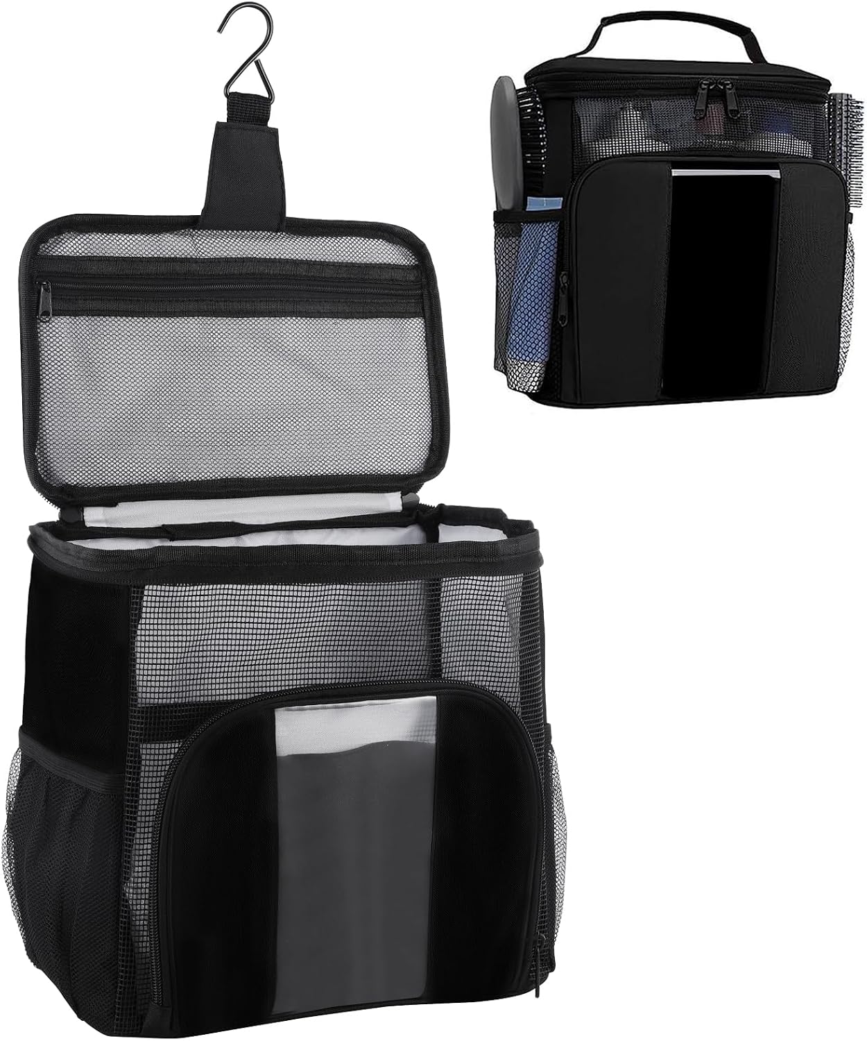 Womens Gifts for Christmas,Dorm Room Essentials for College Students Girls,Shower Caddy Portable,College Travel Cruise Ship Essentials Hanging Toiletry Bags for Traveling Women MenBlack