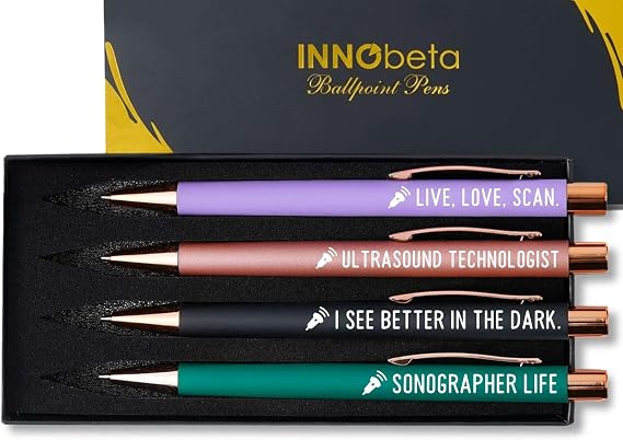 InnoBeta Sonographer Gifts for Women, Sonography Ultrasound Tech Radiology Gifts, Ballpoint Pen Set of 4, Perfect for Birthday & Christmas