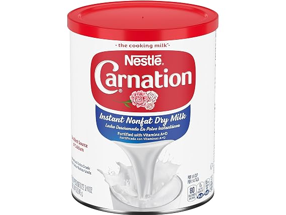Carnation Instant Nonfat Dry Milk, Unsweetened, 22.75 oz Canister, (Pack of 4)