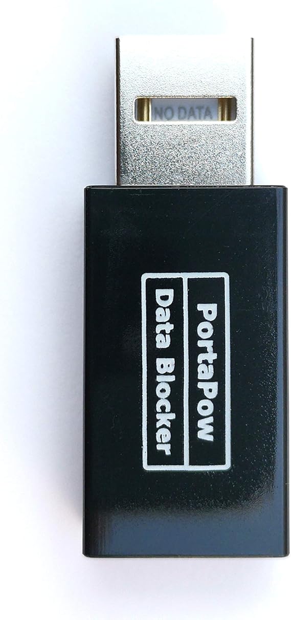 PortaPow USB Data Blocker - Protect Against Juice Jacking (Black, 1)