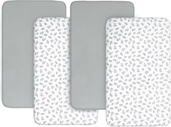 Baby Bassinet Sheets 4 Pack Fit for Baby Delight, Semphis, Kiniew, Jimglo, Cowiewie, JevrJeur, Newton Baby, AirClub, Mika Micky, Ezebaby and Besrey Bassinet, Grey