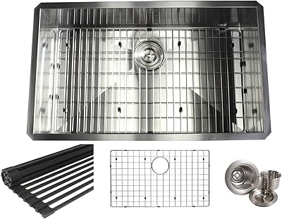 32 Inch Zero Radius Design 16 Gauge Undermount Single Bowl Stainless Steel Kitchen Sink Premium Package