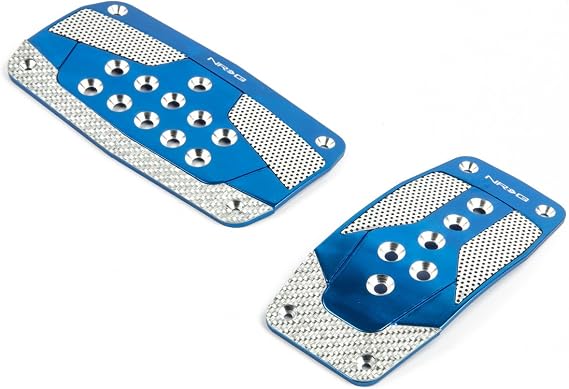 NRG Innovations PDL-450BL Blue Aluminum Sport Pedal with Silver Carbon AT