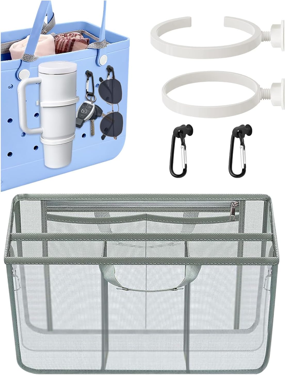Cup Holder Accessories For Stanley,Drink Holder Beach Bag Organizer Insert Compatible With Bogg Bag large size