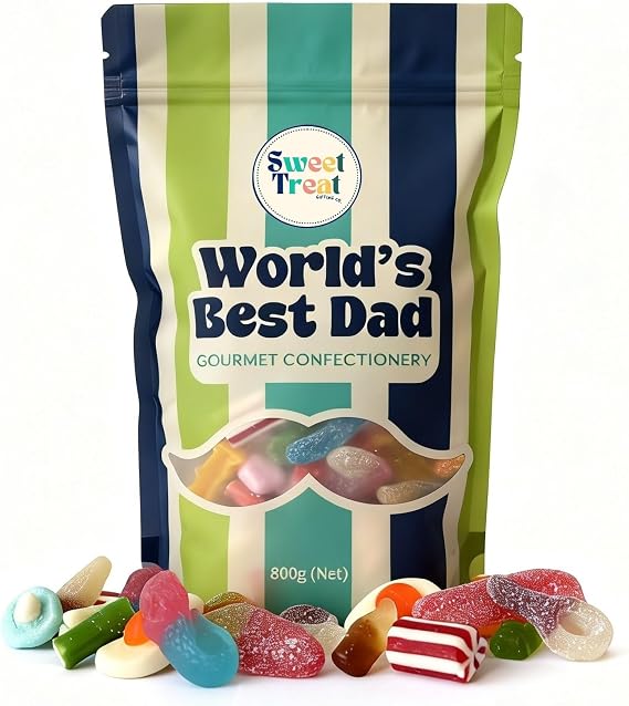 Fathers Day Gift World's Best Dad Sweets Pouch for Dad | Gift for Dad Pick n Mix Sweets Gifts Ideal Present for Dad