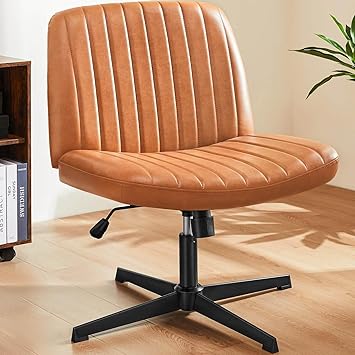 Criss Cross Chair, Cross Legged Office Chair, Wide Comfty Desk Chair, No Wheels Armless Computer Task Chair, Swivel Vanity Home Chair, Height Adjustable
