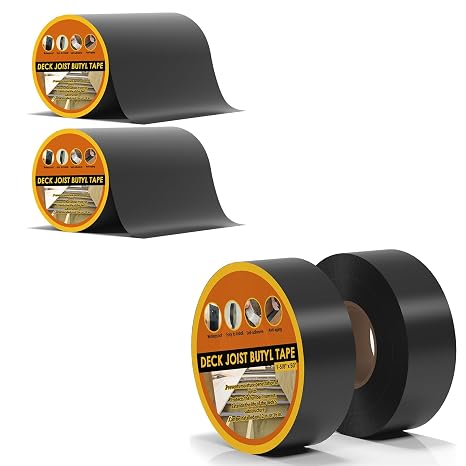Deck Joist Tape for Decking, 2 Pack Deck Tape 1-5/8" x 50' and 2 Pack 6" X 50' Butyl Joist Tape for decking for Beams