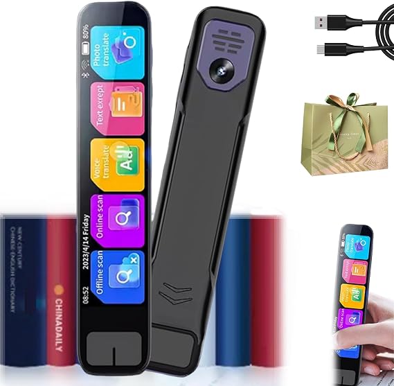 Ai Pen - Chat Gpt Pen - 2025 New Ai Smart Pen for Real-Time Translation - Handheld Scanner Translator - Text Scanner & 60+ Offline Translations with HD Touchsn (02) (01)