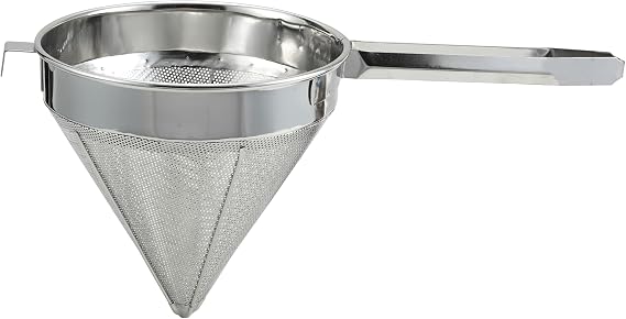 Winco China Cap Strainer, 8-Inch Diameter, Fine Mesh, Medium, Stainless Steel | Soups, Foodservice, Great for Draining Pasta, Rinsing Produce, Straining and Kitchen Prep