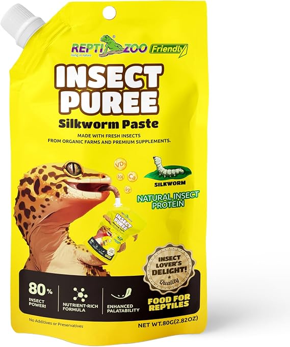 Gecko Food Insect Puree, Silkworm Paste Reptile Food Made with Fresh Insects