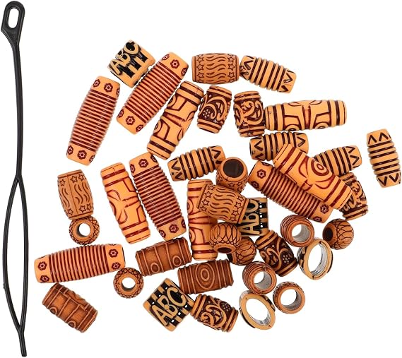 Dreadlock Beads 40 pcs Large Hole Hair Beads for Braids Tube Hair Accessories with Tool Lightweight DIY Braiding Beads for Women S Dreadlocks Braid Styling and Daily or Party Looks