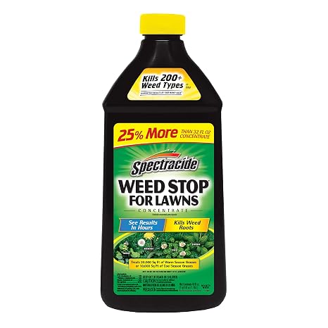 Spectracide Weed Stop for Lawns Concentrate Formula 40 Oz, 4 Pack | Kills 200+ Weed Types Down To The Root, Use on Lawns, See Results In Hours, Treats Up To 20,000 Sq. Ft.