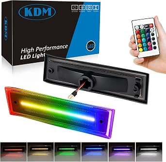 KDM RGB Full Led Smoked Lens Fender Side Marker Multi-Color Reflectors Lights, Fit for 1981-1991 Chevy C10 C20 C30 GMC C1500 C2500 Suburban Blazer Jimmy,Assembly Front Bumper Side Marker Lights,2Pack
